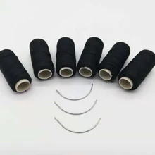 6 шт. нить для наращивания и 3 шт. Тип C крючок иглы высокого качества Прочный хлопок нить вьющиеся волосы инструменты для наращивания