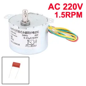 

UXCELL Hot Sale 1Pcs AC 220V CCW/CW Direction 6W 1.5RPM 7mm Shaft Dia Synchronous Motor w Resistance