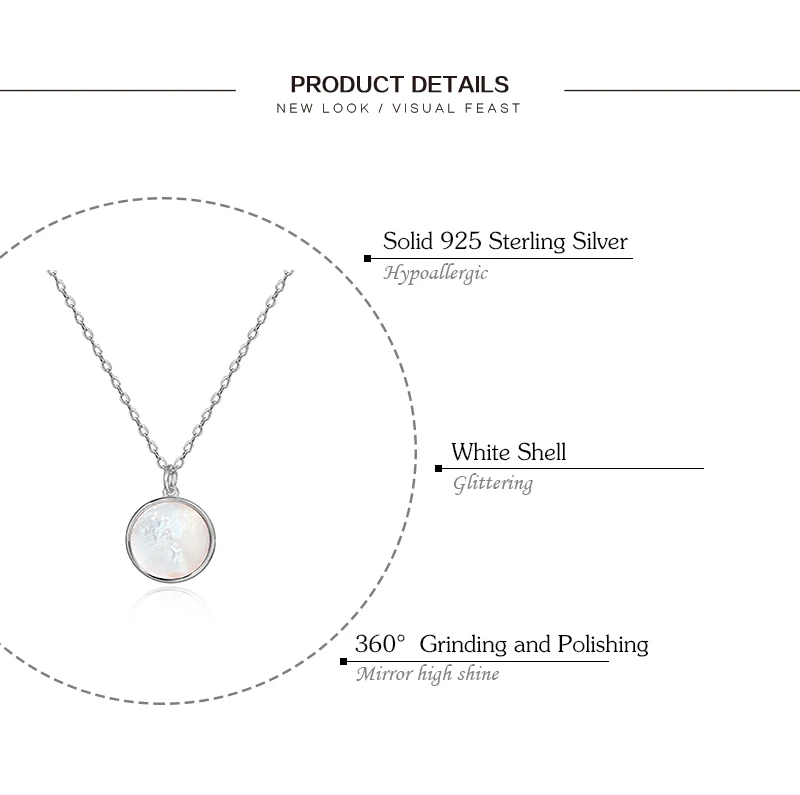 Винтажное ожерелье из стерлингового серебра с кулоном в виде белой раковины, круглый натуральный перламутр, ожерелья для женщин и девушек, ювелирное изделие, подарок ZK30
