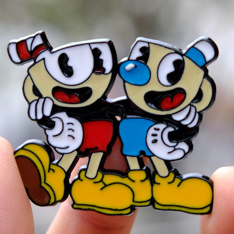 Игра Cuphead Mugman Металлическая Булавка значок Chestpin брошь аксессуары для костюма Декор Орнамент 4,5 см