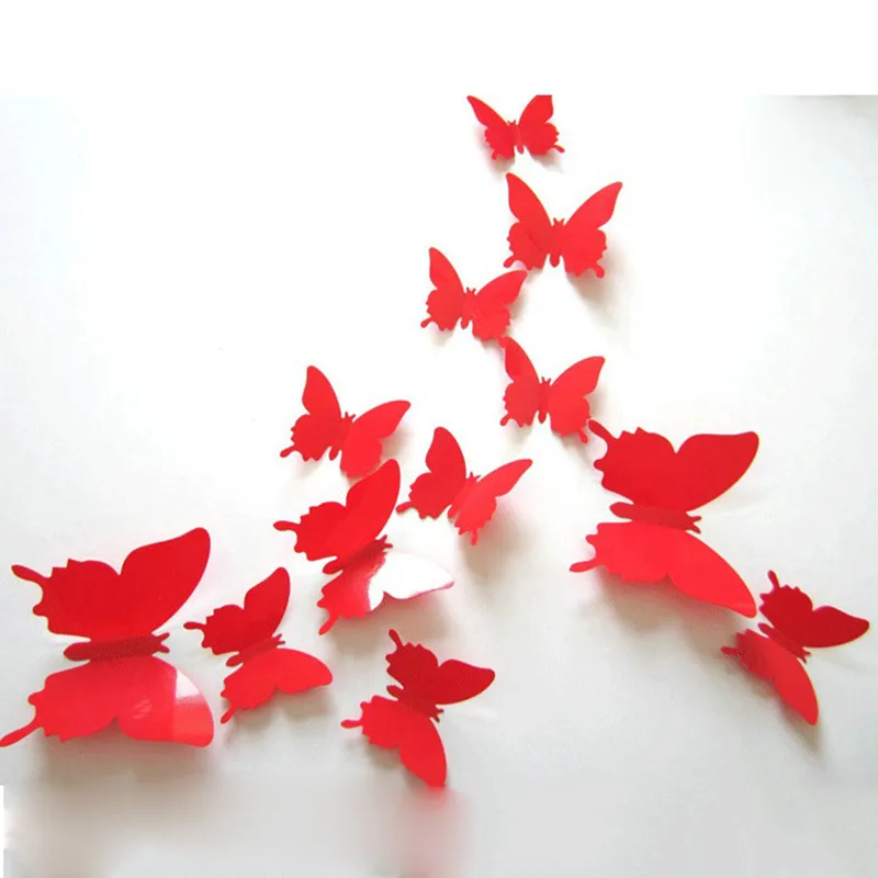 12Pcs PVC 3D Butterfly Wall Stickers Decals Home Decor Adhesive to Wall Decoration Adesivo De Parede for Kids Rooms (7)