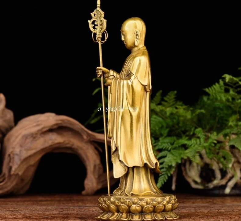 9 дюймов латунь медь резная статуя Будды бодхисаттвы ksitigarbha|Статуи и скульптуры| |