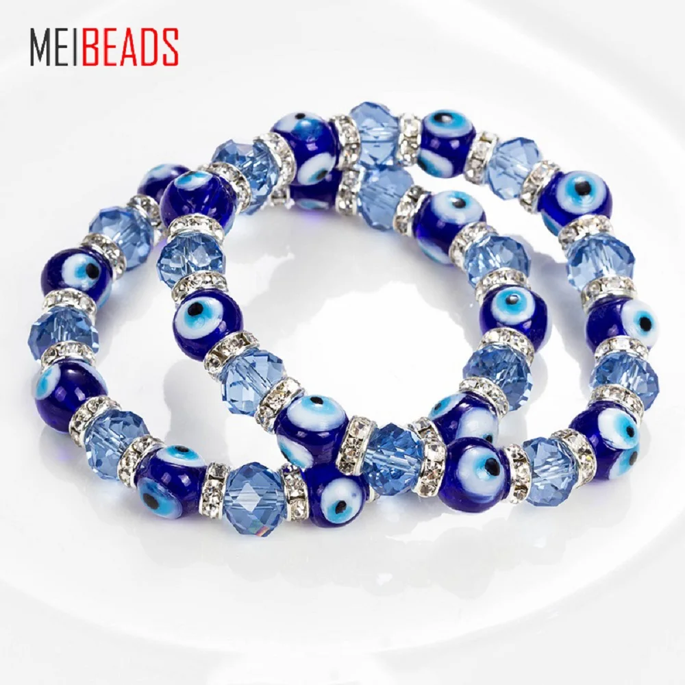 Женские серьги MEIBEADS модный простой браслет с голубыми бусинами в виде