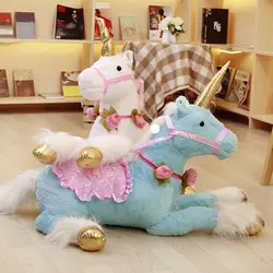 100 см Единорог плюшевая игрушка лошадь моделирование лошадь мягкое животное кукла диван, домашний декор подарок для детей фото реквизит