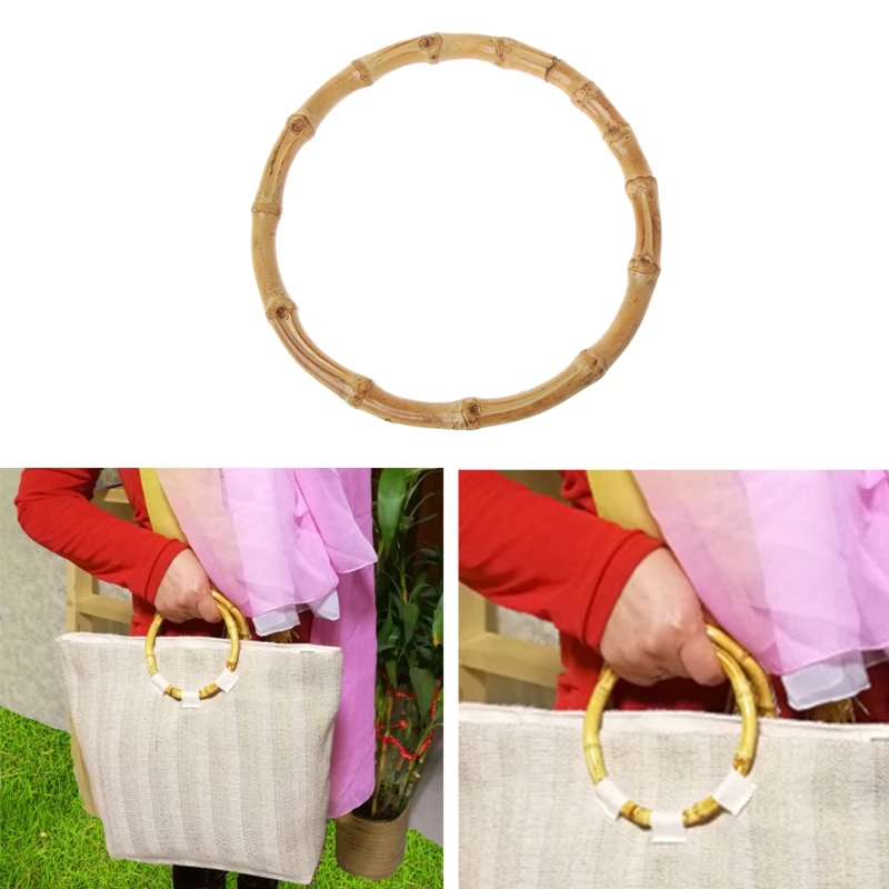 1 x Round Bamboo Bag Handle for Handcrafted Handbag DIY Bags Plastic
