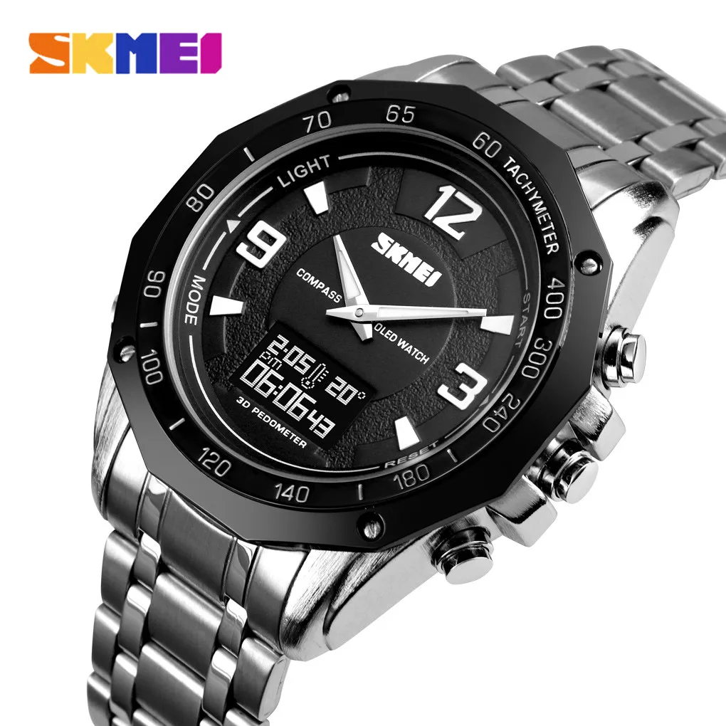 

SKMEI Sport Digital Watch Pedometer Calorie Quartz Men's Watch Compass Stop Watch Alarm Countdown Waterproof Relogio Temperature