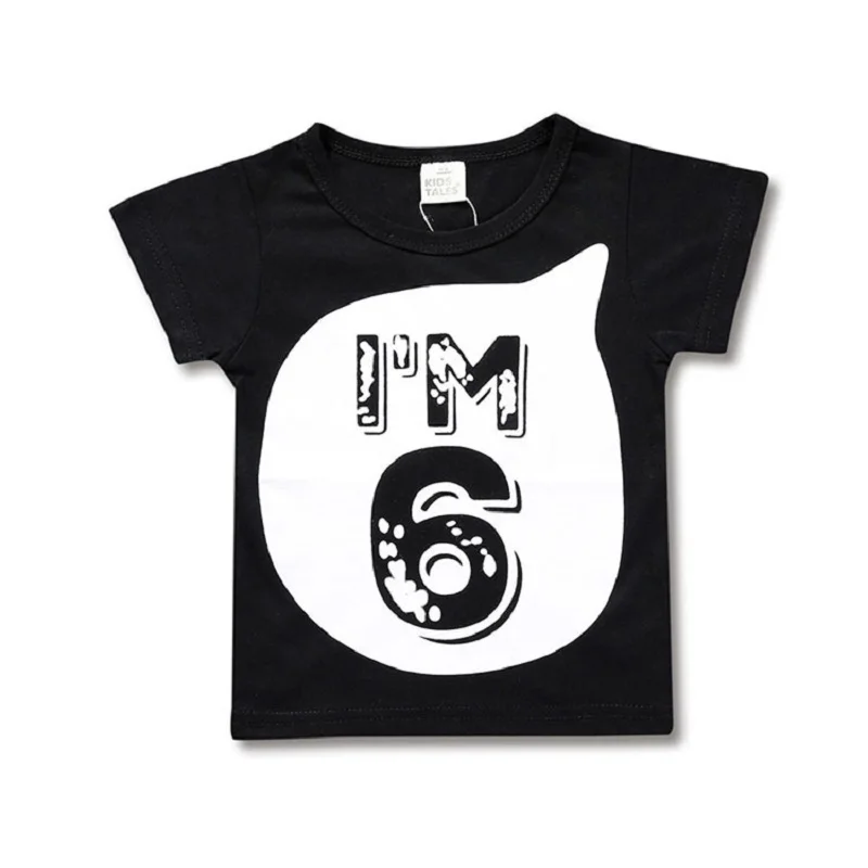 Beli 2019 Nomor Huruf Anak Laki laki Cetak T Shirt UNTUK Musim Panas T shirt Bayi Laki laki Lucu Ulang Tahun T shirt Anak anak Anak anak Atasan Kasual
