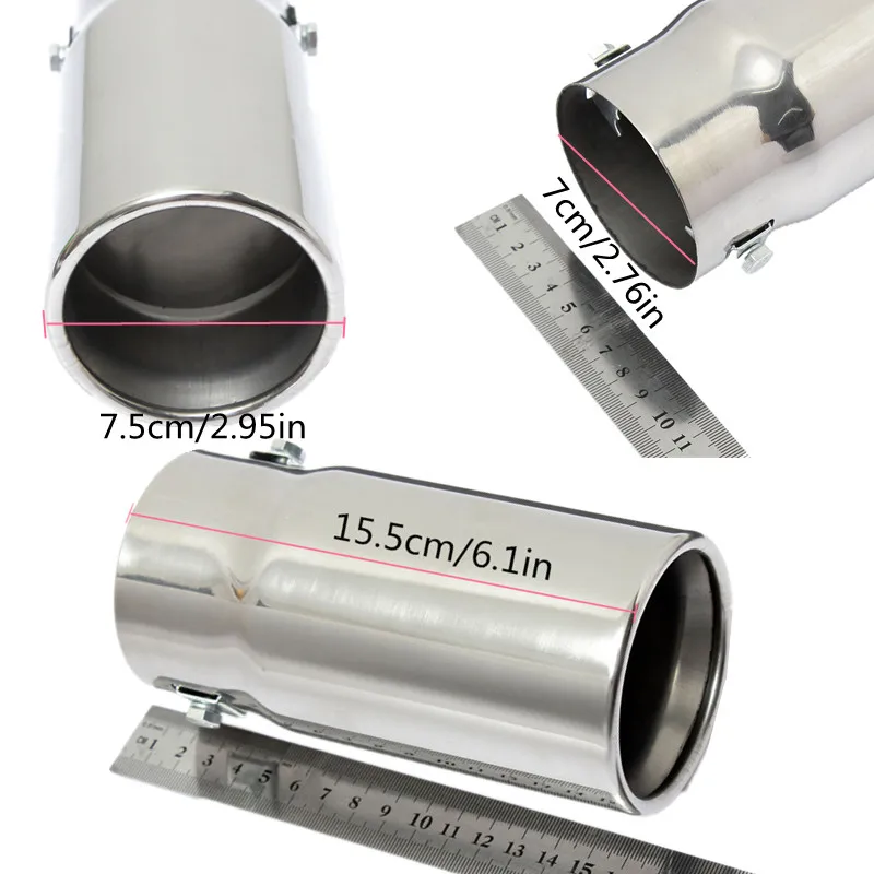 

Autoleader 15.5X7.5CM Stainless Steel Exhaust Tail Pipe Tone Tip Muffler Chrome Exhaust Tail Pipe Muffler Round Universal Car