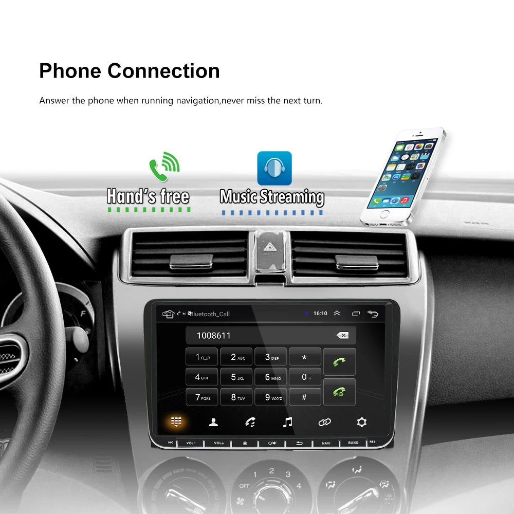  Podofo Autoradio 2 din Android Auto Radio Stereo GPS 9 zoll Bluetooth Multimedia Player für Passat 