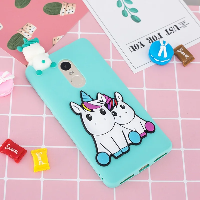 3D мультяшный чехол с единорогом для Xiaomi Redmi Note 4 милыми игрушками мягкий