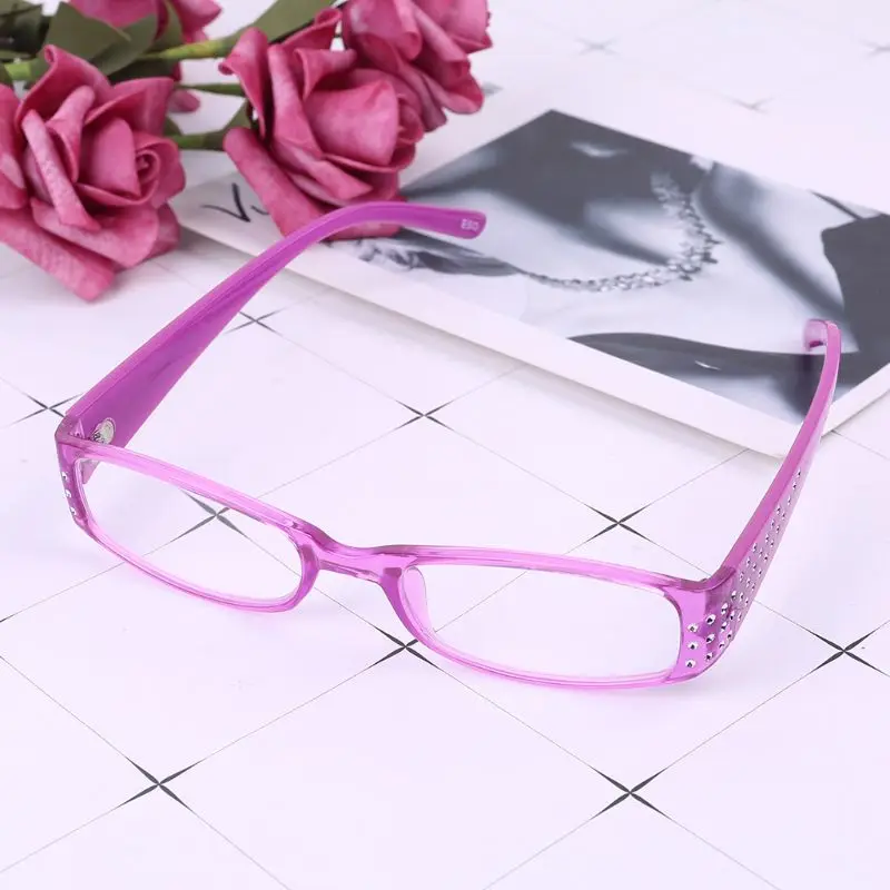 Fashion New Women Female Simple Vintage Reading Glasses Rectangular Frame Spring Hinges Rhinestone+1.0/+1.5/+2.0/+2.5/+3.0/+3.5