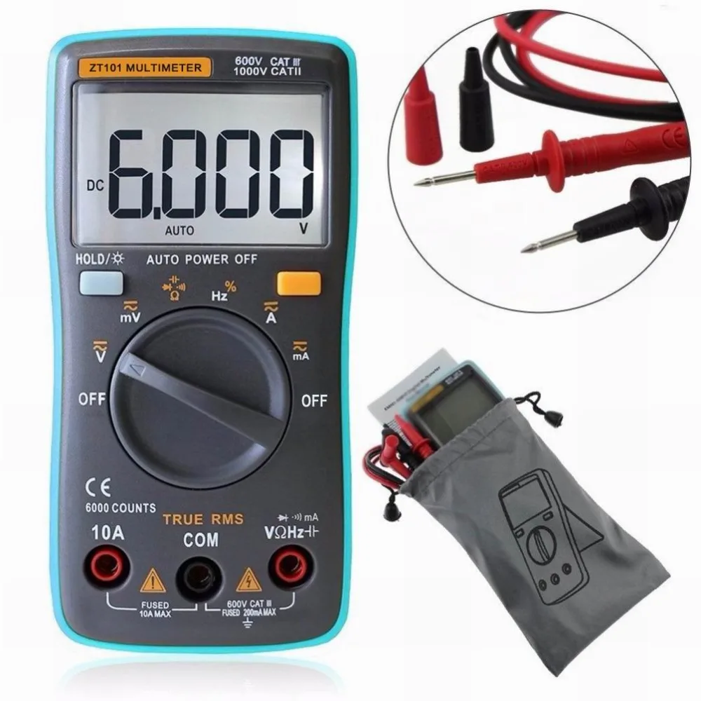 Многофункциональный цифровой мультиметр Ture RMS ZT101 измеритель напряжения тока