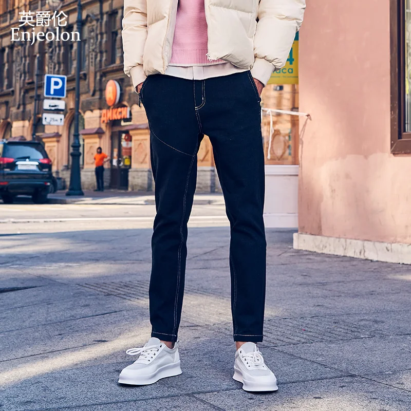 

Enjeolon brand sping long trousers pants men Black solid color casual pants for men quality casual pants males K6839