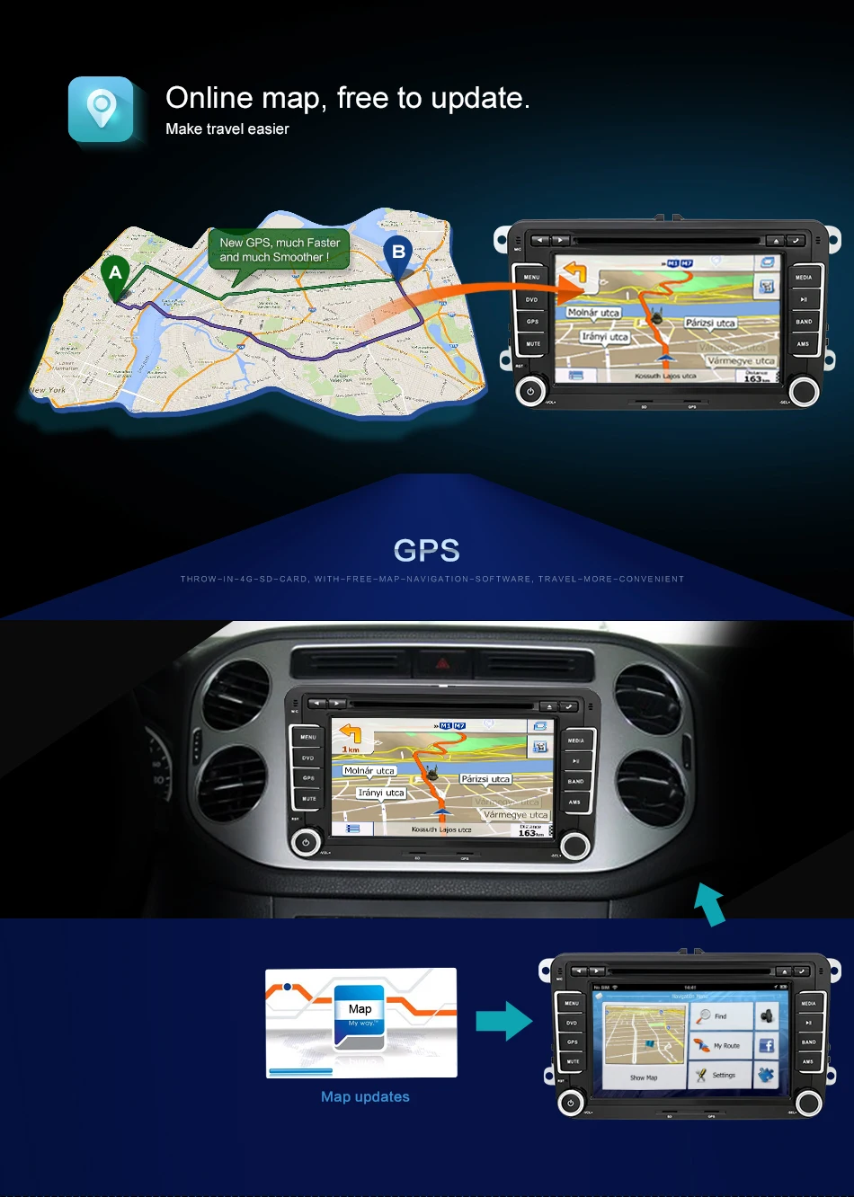 Sale Andriod 9 2 din 7" Car DVD gps Navi for Volkswagen golf 4 golf 5 6 SEAT touran passat B6 caddy transporter t5 polo tiguan Radio 11