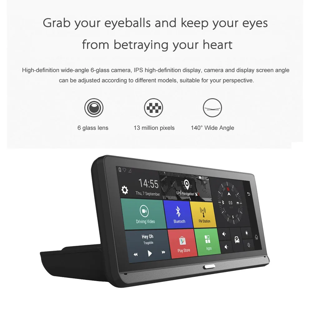 HGDO 8 дюймов 4G Автомобильный GPS навигатор DVR Android FHD 1080P видео регистратор
