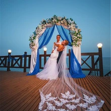 Свадебные аксессуары свадебная фата аппликация край один слой собора вуаль Фата свадебная фата Свадебные вуали