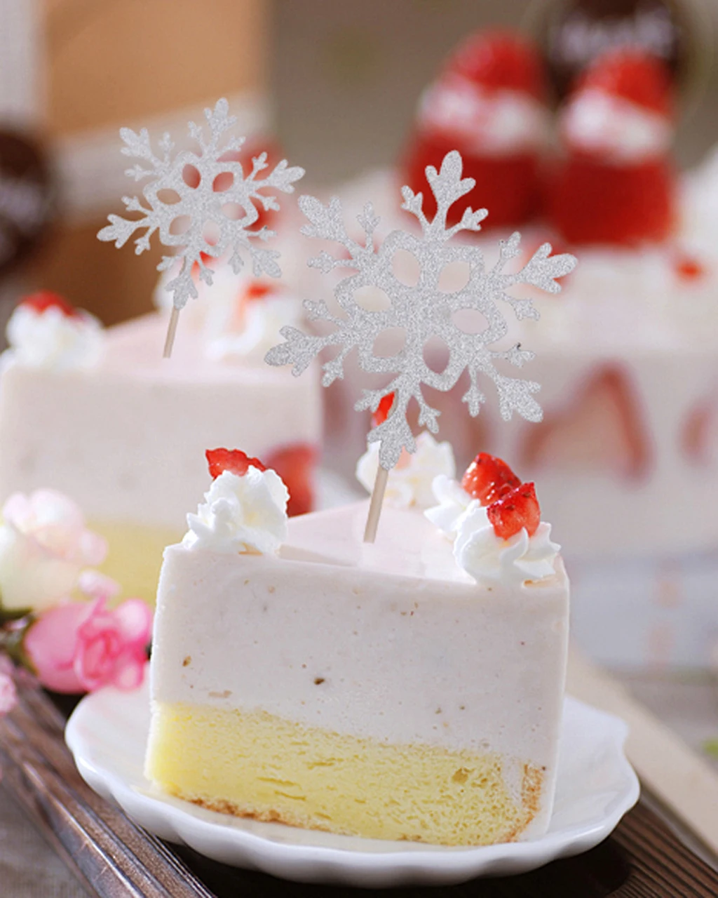 10 бумажных декоративных топперов торт-Снежинка, свадебные украшения, подарки на день рождения, товары для рождественской вечеринки, аксессуары