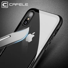 CAFELE Tempered Glass Back Case For iPhone X 10 XS Case Soft TPU Ultra Thin Transparent