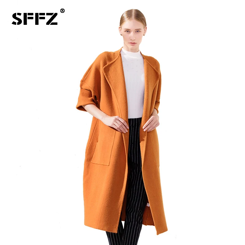 SFFZ женские длинные кардиганы 2019 Новая мода Повседневное одноцветное Цвет