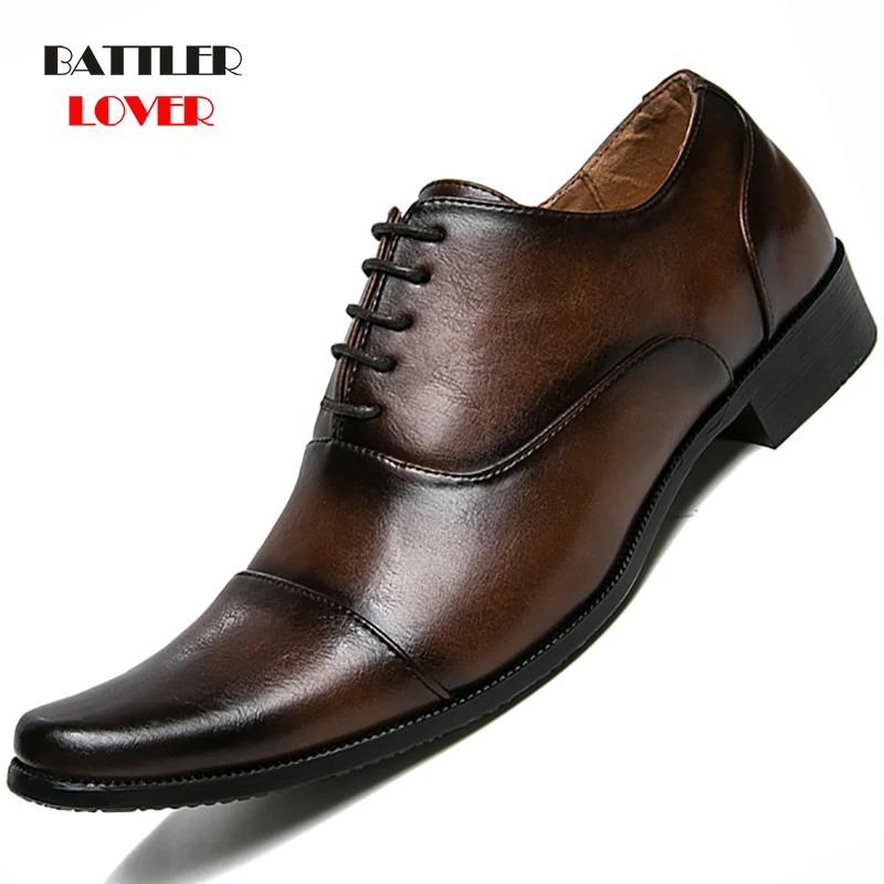 Brand Full Grain Leather Business Men Dress Shoes Lace-up Retro Genuine Leather Oxford Shoes For Men Hairdresser Shoe EU 39-44