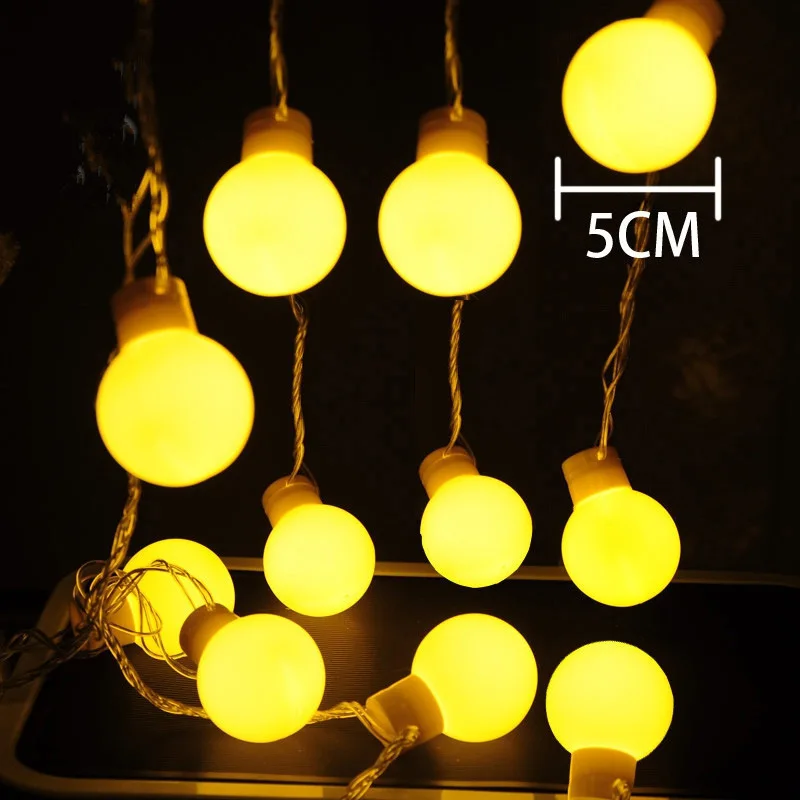 

LED small color string lamp 5 cm big ball outdoor waterproof Christmas Wedding landscaping DIY decoration