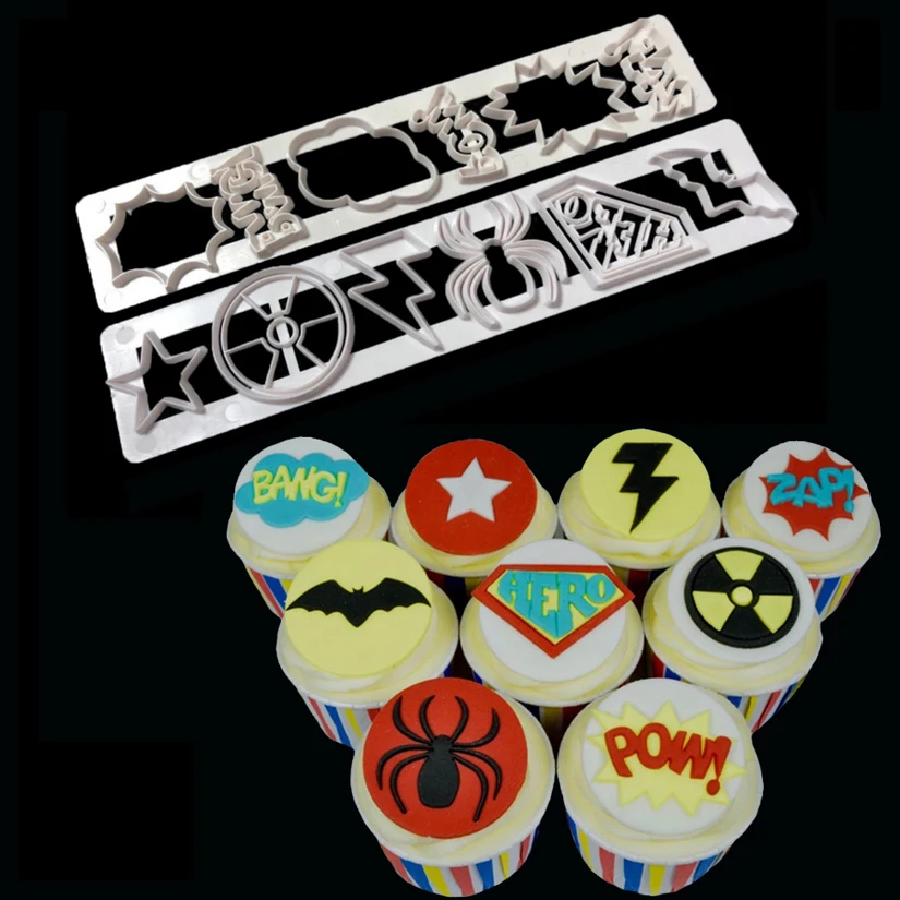 

2 pcs Superhero Cupcake Biscuit Cookie Cutter Sugarcraft Cake Mold Fondant Cake Decorating Tools