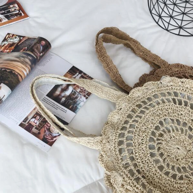 Rattan Tote Bag Women Tas Rotan Wanita Vintage Bag Perempuan Handmade Travel Jalan Jalan Santai Kasual