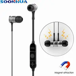SOONHUA модные магнитные беспроводные Bluetooth наушники супер низкий бас стерео гарнитуры поддерживает голосовые подсказки наушники с HD