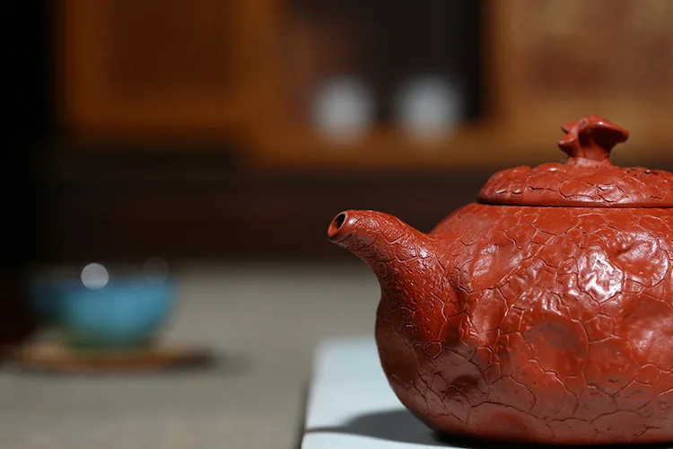 Чайный горшок полностью ручная НЕОБРАБОТАННАЯ руда ярко-красный халат Ganoderma Lucidum на весну горшок кунгфу онлайн чайный горшок чайный сервиз 400 mililiter