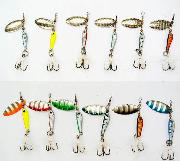 12pcs/Pack Metal Spinner Fishing Lure 5.9g 7.5g Mixed Color/Weight Hard