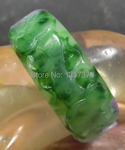

shitou 00578 CHINESE Green Lavender JADE Ruyi bat Bangle Bracelet