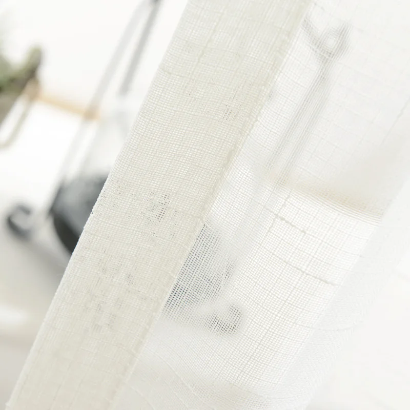Высококачественные шторы из хлопка и льна для гостиной, кухни, современные элегантные однотонные декоративные шторы для спальни, отеля - Цвет: White tulle