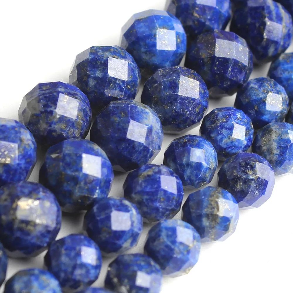 

Natural Faceted Lapis Lazuli Stone Round Loose Spacer Gemstone Beads For Jewelry Making DIY Bracelet Necklace Size 6/8mm 7.5''