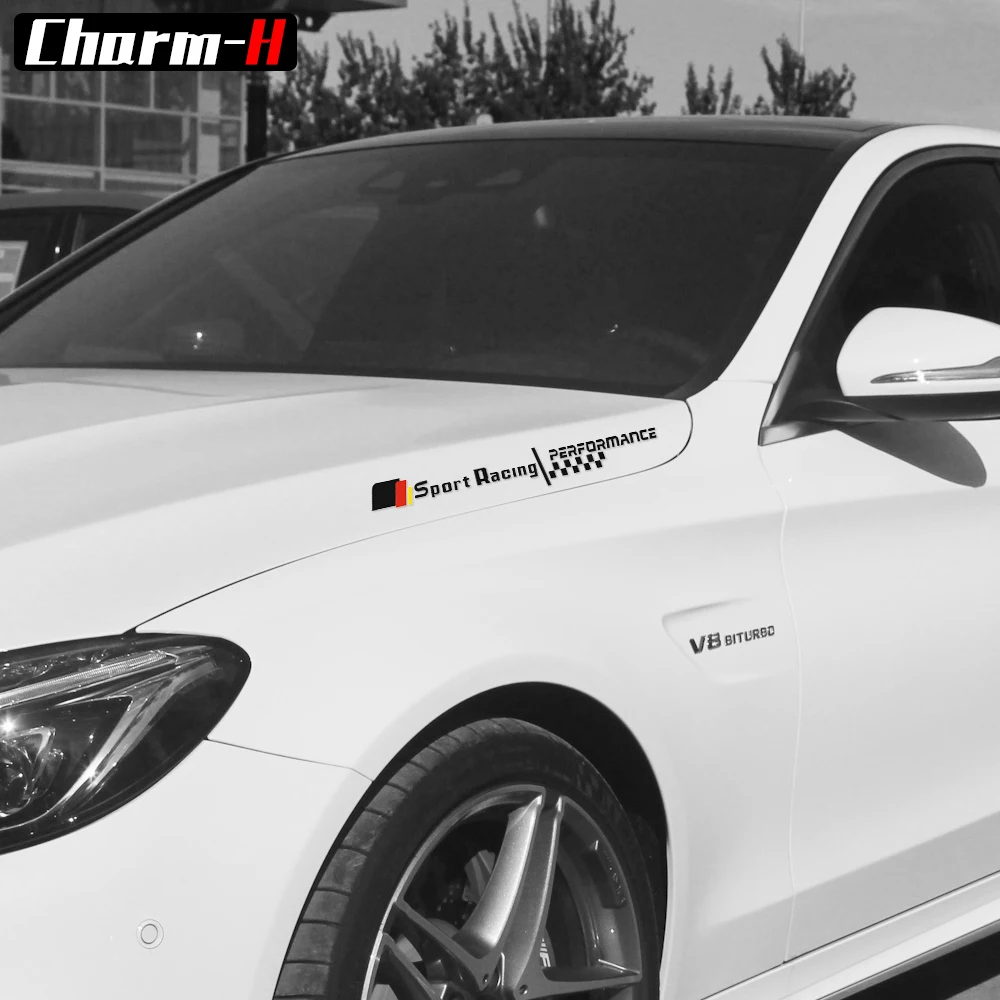 1x جبهة الحاجز الجانب عاكسة ملصقات الرياضة سباق هود بونيه لمرسيدس بنز w203 w204 w212 amg W205 أداء شارات