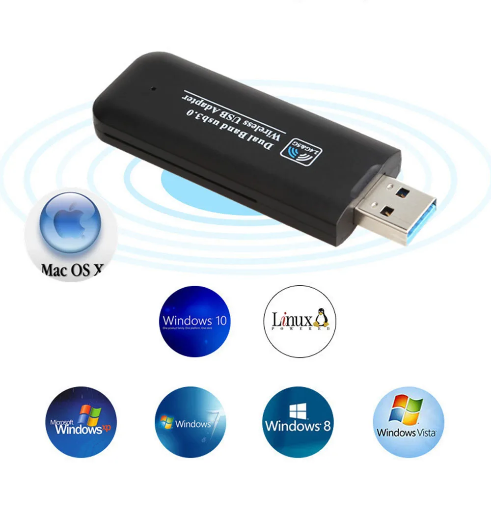 Двухдиапазонный 802.11AC USB 3 0 AC 1200 Мбит/с 2 4 ГГц 5 WiFi Lan Dongle Беспроводной 1200M WIFI Wlan