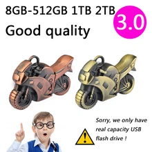 H2testw прошло металлический мотоцикл 32 ГБ 64 ГБ Mini USB 3,0 флэш-накопитель Прохладный подарок флешки 2 ТБ 1 ТБ 512 ГБ Творческий Memory Stick