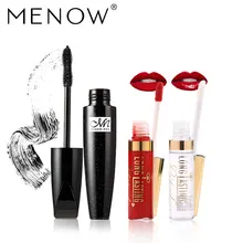 Menow бренд Make Up Set черный Тушь для ресниц Водонепроницаемый толстый длинный замок Цвет и 2 в 1 Водонепроницаемый блеск для губ+ губ масло Прямая поставка 5358