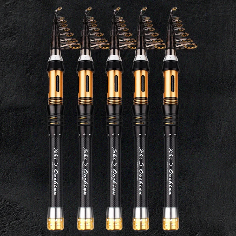 

Telescopic Spinning Fishing Rod 1.5 1.8 2.1 2.4 2.7 3.0 M Golden Carbon Fiber Fishing Rod Travel Fishing Tackle Lure Rod