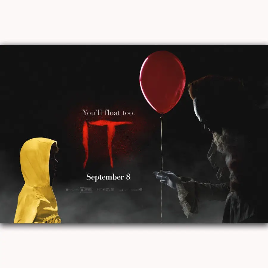 It Movie Stephen King Hot New 2017 Thriller-Silk Art Poster Wall Sicker Decoration Gift