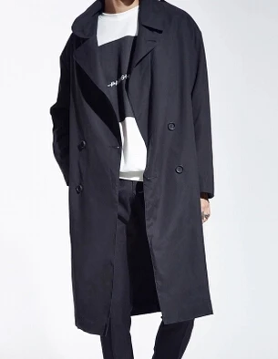 GD правый Zhilong Clubman мужская длинная куртка ветровки свободная версия корейской мужской двубортный Тренч - Цвет: Черный