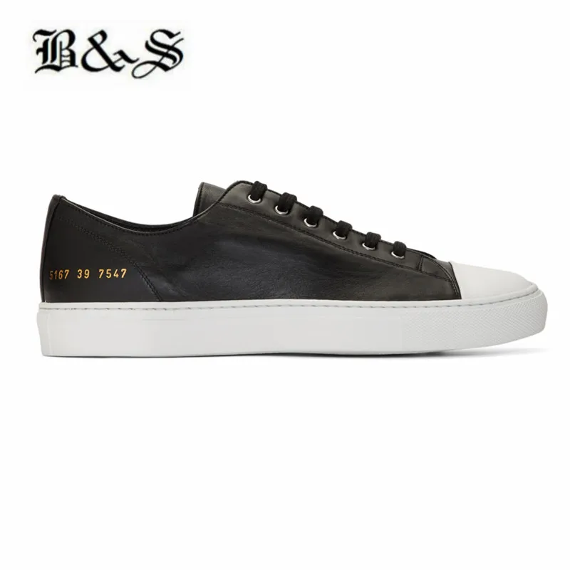 

Black& Street High Quality genuine leather unisex lace up causal Leather Shoes flat casual sneaker EU35-45