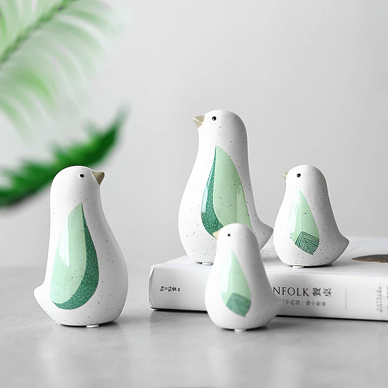 

4pcs/lot Little Birds Ceramic Figurines Porcelain Crafts Animal Bird Statues Ceramic Ornaments Home Office Decoration