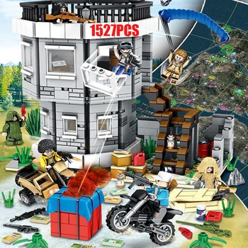 

Military game scenes brickmania pubg war Battery moc building block MOTORCYCLE GUN brick army Ghillie suit figures toy