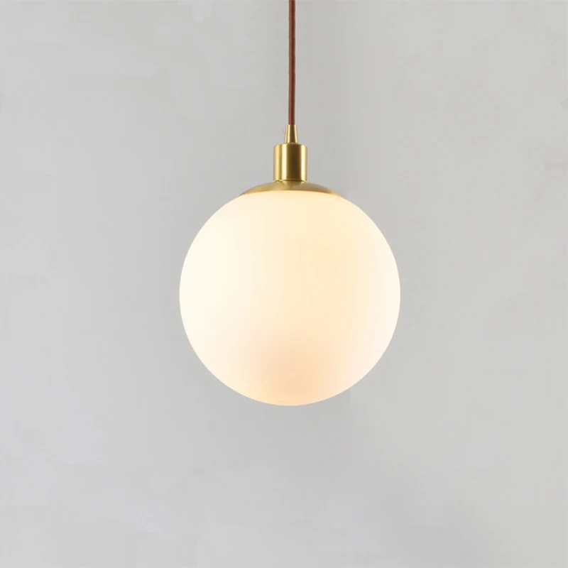 Скандинавский минималистичный латунный подвесной светильник E27 светодиодный одноголовый стеклянный шар подвесной светильник для кухни гостиной прикроватной тумбочки ванной комнаты отеля