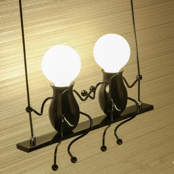 

Creative Iron Led Wall Lamp Double Head Person Lamp Bedroom Bedside Aisle Cartoon Robot Wall Light for Children room Luminaire