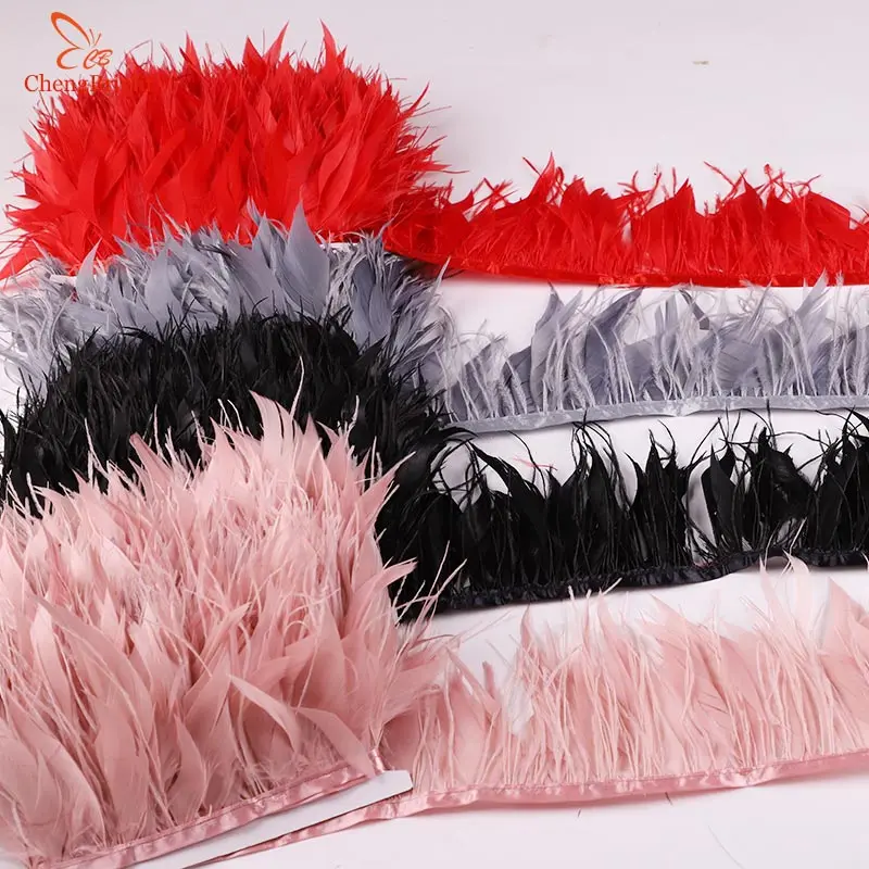 

CHENGVRIGHT 2 Yards 10-15CM Ostrich Feathers Goose Feather For Crafts Trims Skirt/Dress/Costume Feathers Ribbon Ratin Plumes Diy