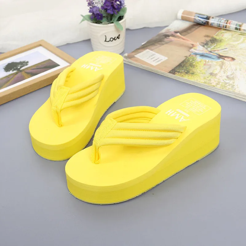 US $7.20 2020 Fashion Women Flip Flops Summer Beach Platform Slippers Casual Outside Wedges Sandals Summer Women Shoes Leisure Slippers