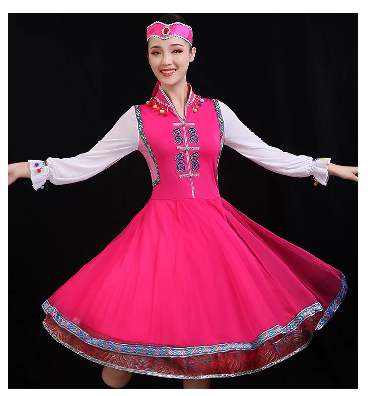 Монгольский Тибетский женское платье танец меньшинств одежда маскарадные костюмы для взрослых певцов и Танцы rs Одежда для сцены