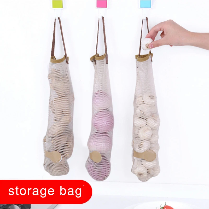 

Creative Vegetable Onion Potato Storage Hanging Bag Hollow Breathable Mesh Bag Kitchen Garlic Ginger Mesh Storage Bag