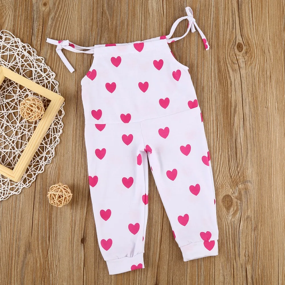 Baby Girl boy Cotton Red Heart Print Romper Leggings Outfits Sunsuit